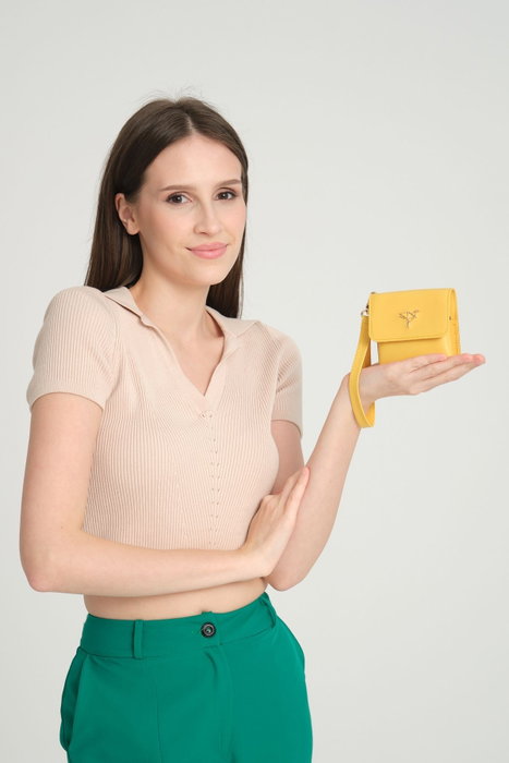 Zoozie Bags Cartera para Mujer Mini Best Amarilla Piel PU